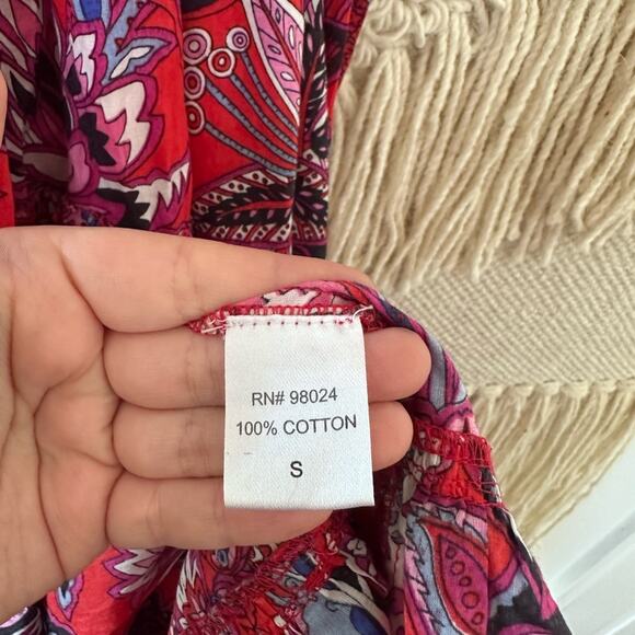 Caroline Constas Paisley Smocked Ruffle Midi Dress - Picture 4 of 8